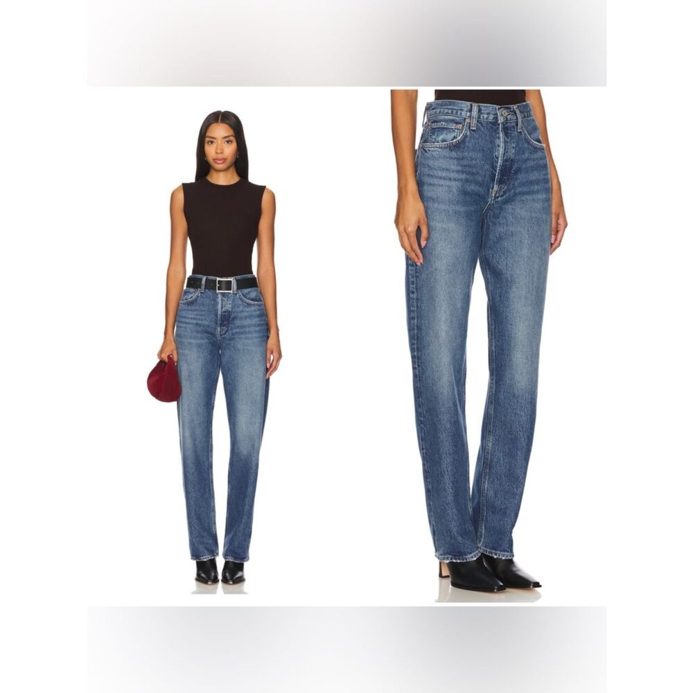 NWT AGOLDE KELLY Straight Leg relaxed jeans in “Essence” dark wash